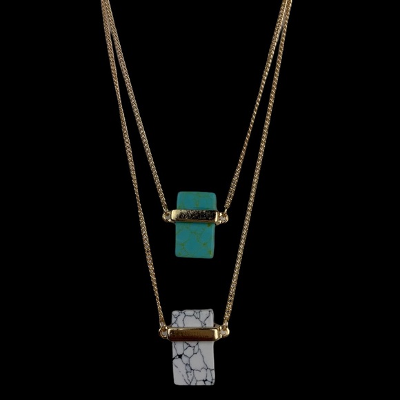 Jewelry - {Mia} Marble Rectangle Necklace White or Green